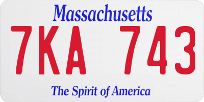 MA license plate 7KA743
