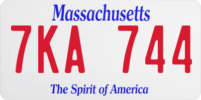 MA license plate 7KA744