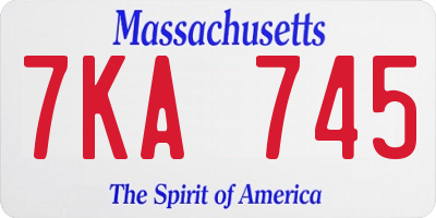 MA license plate 7KA745
