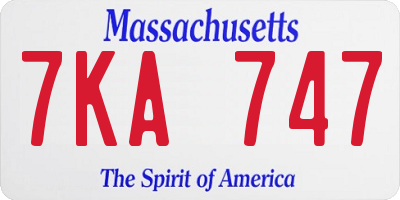 MA license plate 7KA747