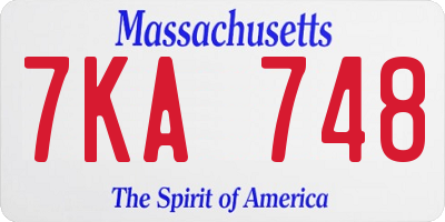 MA license plate 7KA748