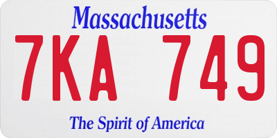 MA license plate 7KA749
