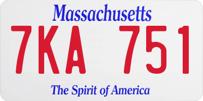 MA license plate 7KA751