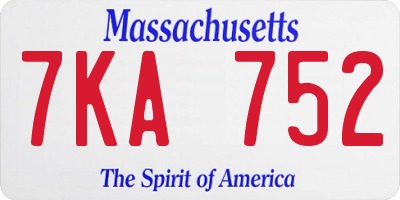 MA license plate 7KA752