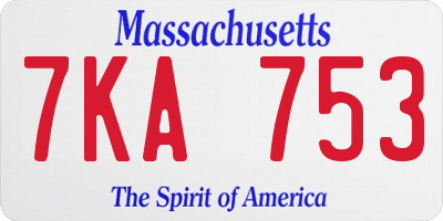 MA license plate 7KA753