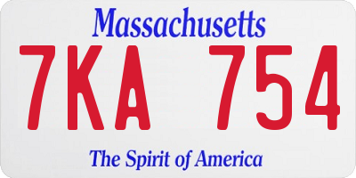 MA license plate 7KA754