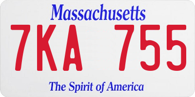 MA license plate 7KA755