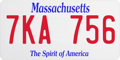 MA license plate 7KA756