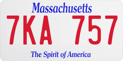 MA license plate 7KA757