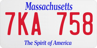 MA license plate 7KA758