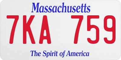 MA license plate 7KA759