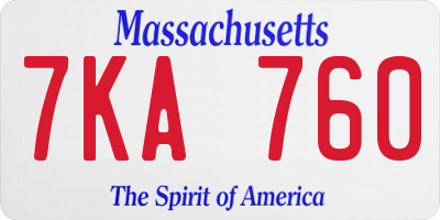 MA license plate 7KA760