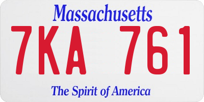 MA license plate 7KA761