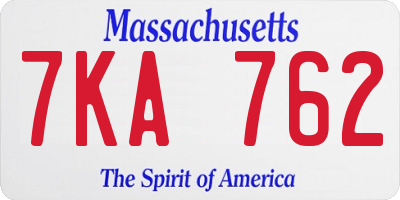 MA license plate 7KA762