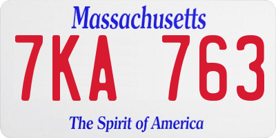 MA license plate 7KA763