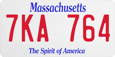 MA license plate 7KA764