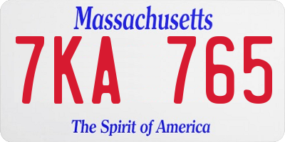MA license plate 7KA765