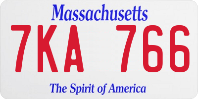MA license plate 7KA766