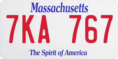 MA license plate 7KA767