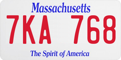 MA license plate 7KA768