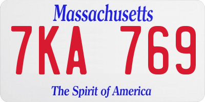 MA license plate 7KA769