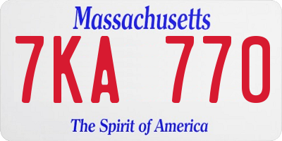 MA license plate 7KA770