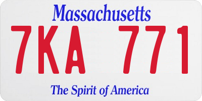 MA license plate 7KA771