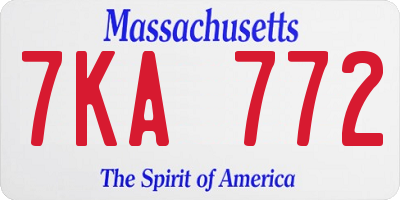 MA license plate 7KA772