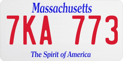 MA license plate 7KA773