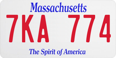MA license plate 7KA774