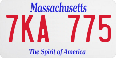 MA license plate 7KA775