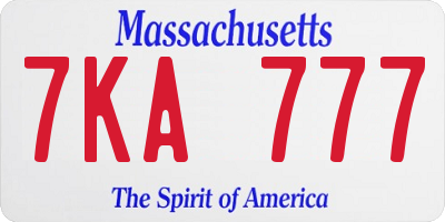 MA license plate 7KA777