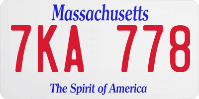 MA license plate 7KA778