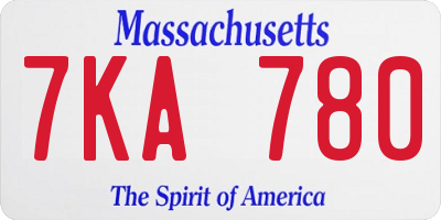 MA license plate 7KA780