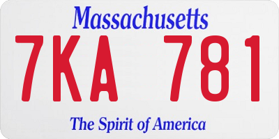 MA license plate 7KA781