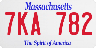 MA license plate 7KA782