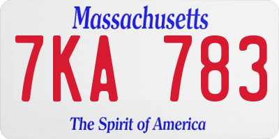 MA license plate 7KA783