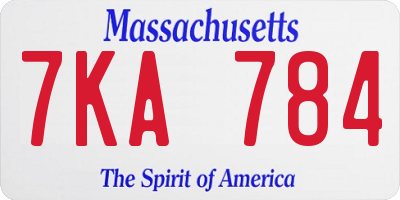 MA license plate 7KA784