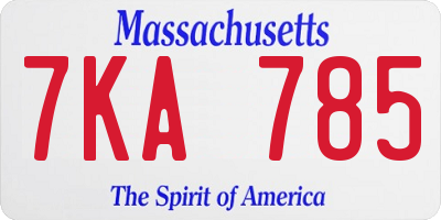 MA license plate 7KA785