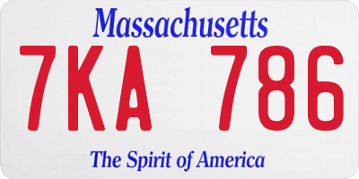MA license plate 7KA786
