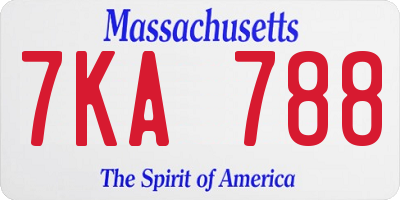 MA license plate 7KA788