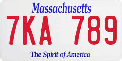 MA license plate 7KA789