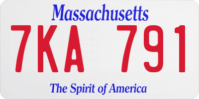 MA license plate 7KA791