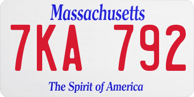 MA license plate 7KA792