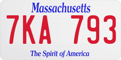 MA license plate 7KA793