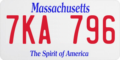 MA license plate 7KA796