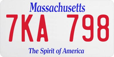 MA license plate 7KA798