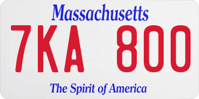 MA license plate 7KA800
