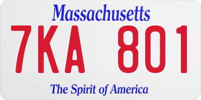 MA license plate 7KA801