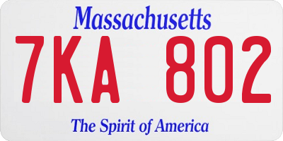 MA license plate 7KA802